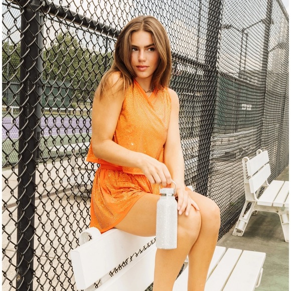 NWOT Queen of Sparkles Orange Rhinestone Active Tank - Medium - Picture 4 of 4